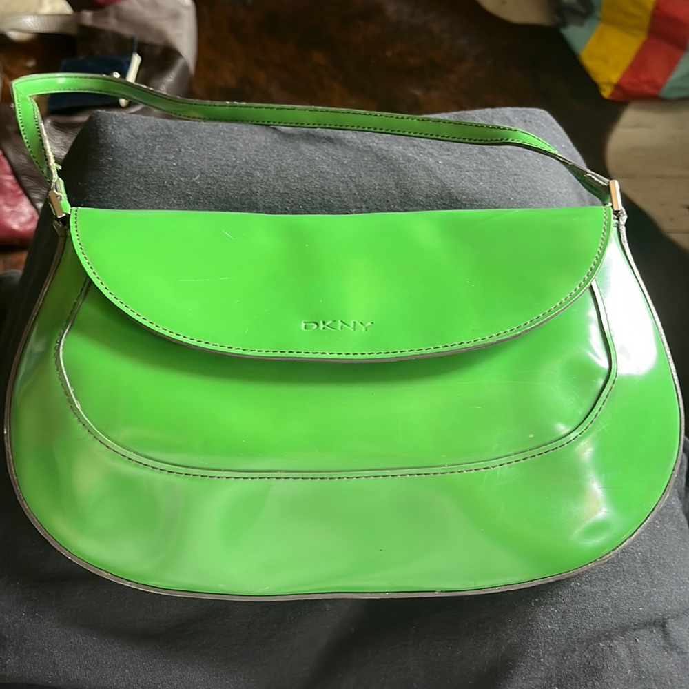Kelly Green DKNY Patent Leather purse shoulder bag